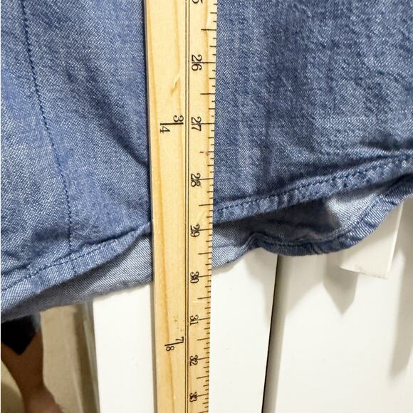 Kenneth Cole Reaction Denim Chambray Shirt Men’s Large Zip Pocket Casual - Picture 13 of 13